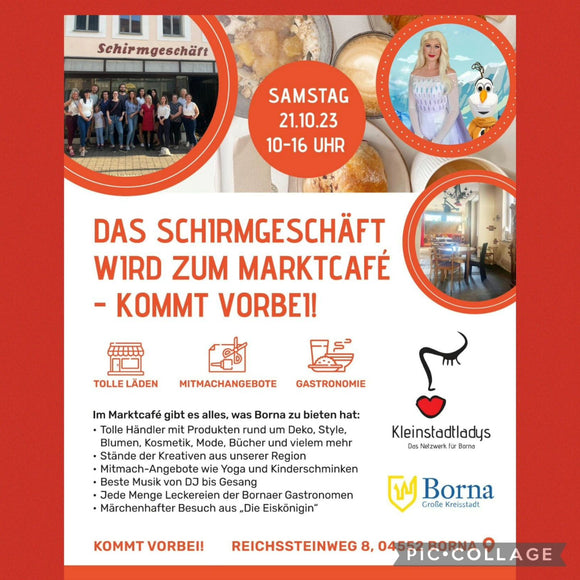 Stand im Schirmgeschäft - Marktcafé