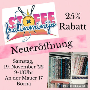 Wir eröffnen am 19. November in Borna einen Stoffladen.