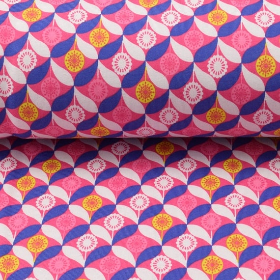 SALE% Sweat Shirt Stoff Druck - Retro Blume