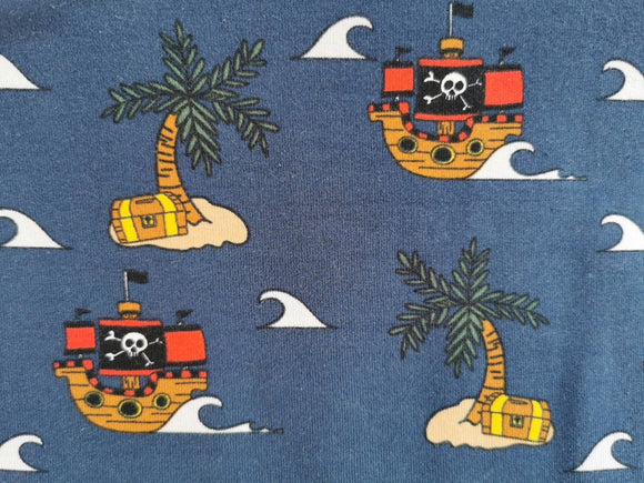Baumwolljersey Druck Piratenschiff Insel marineblau