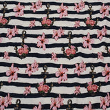 Baumwolljersey Stoff "Meer geht immer" Blütenanker gestreift | KATINOH