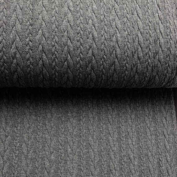 Zopfstrick Jacquard Stoff dunkelgrau
