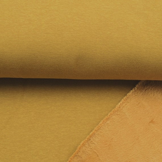 weicher & warmer Alpenfleece Stoff, uni senfgelb