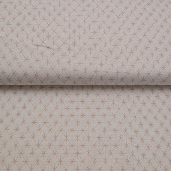 Reststücke: Baumwolldruck Stoff Rosegold  Sterne  Creme weiß; ca. 0,5, + 0,7m + 1,5m