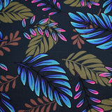 Reststück: French Terry Druck "Joy" - große Blätter/Wedel auf dunkelblauem Hintergrund | KATINOH; ca. 1,0m