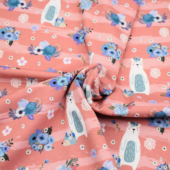 Baumwolljersey Stoff Druck  Hab dich Liebär als alle anderen, altrosa | KATINOH