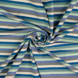 Baumwolljersey Stoff blau-grün gestreift
