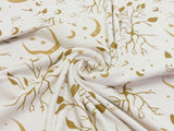 Baumwolljersey Stoff Boho - Blätter Baum und Mond - Leaves Tree & Moon - by Jessy Sewing, hell
