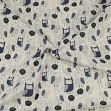 Baumwolldruck - Eulen blau/weiß | Premium Collection