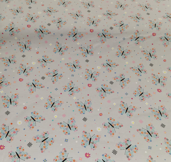 Baumwolljersey Stoff Druck hellgrau 