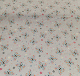 Baumwolljersey Stoff Druck hellgrau "colorfull Flowers Butterfly" Schmetterling mit Blumen