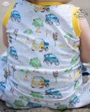 Baumwolljersey Druck Straßenverkehr mit Lastern, Autos und Ampeln, auf weißem Hintergrund | Fräulein von Julie