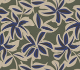 French Terry Stoff blaue Blumen auf olivgrünem Hintergrund | Fräulein von Julie