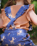 Baumwolljersey Druck kleiner Esel mit Schmetterling, auf blauem Hintergrund mit Karos | Fräulein von Julie