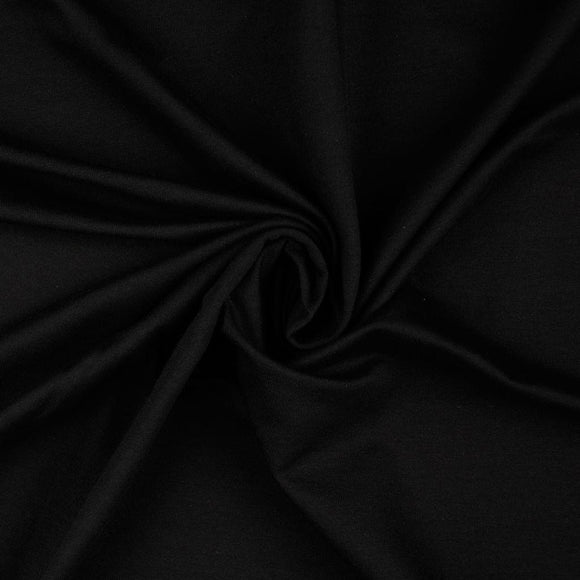 French Terry Stoff uni schwarz ungeraut - Basic Stoffe