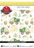 Baumwolljersey Druck grün gelber Kipper on Tour, mit Pflanzen, auf weißem Hintergrund | Fräulein von Julie
