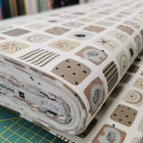 Baumwolljersey "Schmusedecke" mit kleinen Elefanten, Regenbögen, Palmen, Herzen, Streifen - braun-beige-weiß | Julie Kids Fashion