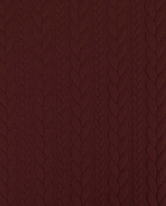 Reststücke: Zopfstrick Jacquard Stoff dunkel bordeaux; ca. 1,6m +0,9m + 0,5m