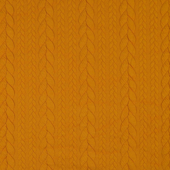 Zopfstrick Jacquard Stoff senfgelb