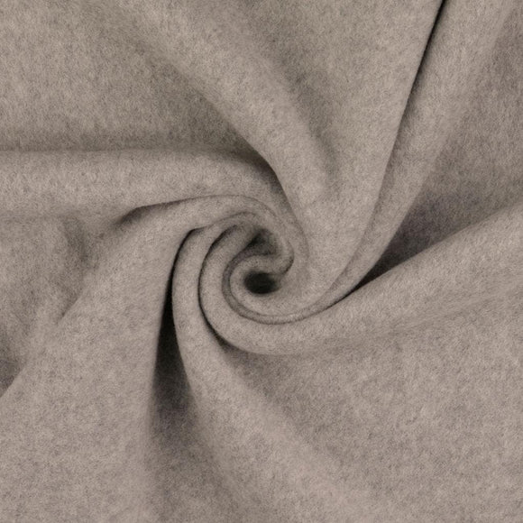 Reststücke: Baumwollfleece Stoff uni hellgrau - 100% Baumwolle; ca. 1,1m + 2,0m
