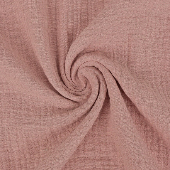 Baumwoll Musselin Stoff uni alt rosé