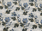 Baumwolljersey Stoff Bluette - blau weiße Blumen und Pflanzen