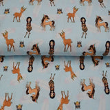 Reststück Jersey Stoff quot;Sweet, wild  freequot; Indianerin Pferd Reh Eule | KATINOH; ca. 0,6m