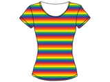 Reststück: Baumwoll Jersey Stoff Druck - Regenbogenstreifen bunt/multicolor (schmal); ca. 1,2m