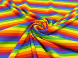 Reststück: Baumwoll Jersey Stoff Druck - Regenbogenstreifen bunt/multicolor (schmal); ca. 1,2m