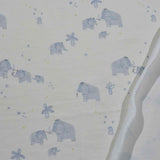 Jersey Stoff "Dina" Mammute / Elefanten mit Palmen blau weiß
