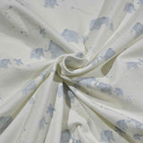 Jersey Stoff "Dina" Mammute / Elefanten mit Palmen blau weiß