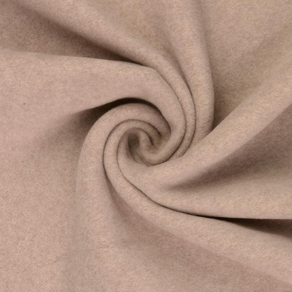 Baumwollfleece Stoff uni sand - 100% Baumwolle