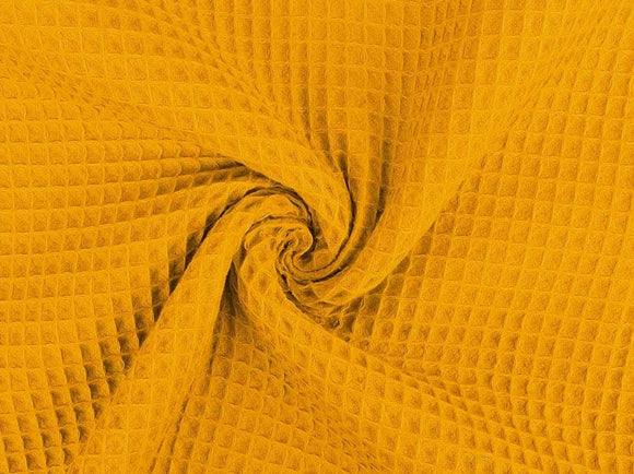 Waffelpique uni, ockergelb - 100% Baumwoll Stoff