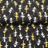 Baumwolljersey Stoff Ballerina Fee tanzendes Mädchen schwarz gelb | KATINOH