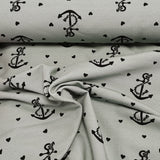 maritimer French Terry Stoff mit Ankern auf mintgrünen Hintergrund | Fräulein von Julie