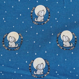 Bauwolljersey Stoff Druck quot;Moonwalkerquot; - Wolf, Vollmond blauer Hintergrund | Fräulein von Julie
