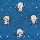 Bauwolljersey Stoff Druck "Moonwalker" - Wolf, Vollmond blauer Hintergrund | Fräulein von Julie