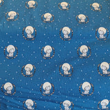 Bauwolljersey Stoff Druck quot;Moonwalkerquot; - Wolf, Vollmond blauer Hintergrund | Fräulein von Julie