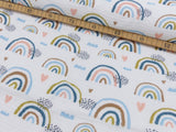 Baumwoll Musselin Stoff Druck "Happy Rainbows" bunt/regenbogenfarben