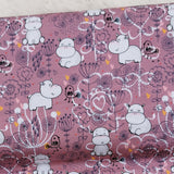 Baumwolljersey Stoff Druck weiße Nilpferde auf pinken Untergrund | Fräulein von Julie