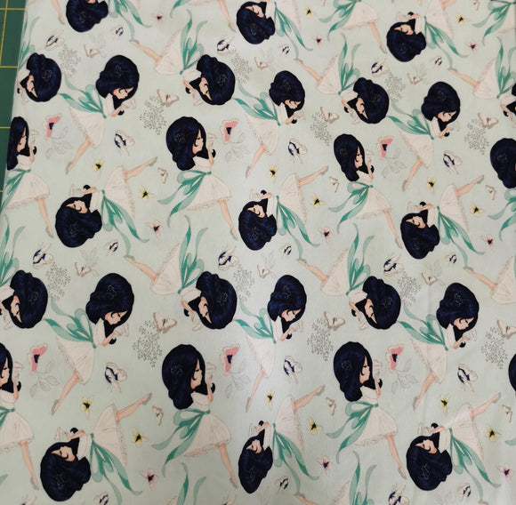 Baumwolljersey Druck Elfen Mädchen - Happy girls are the prettiest - auf mintfarbenen Hintergrund | KATINOH