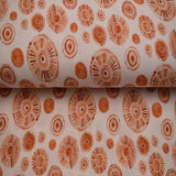 Baumwoll Musselin Stoff Druck wollweiß terrakotta Retroblumen