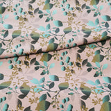 French-Terry Stoff Druck "Sarah" grüne Blätter, Zweige, Ranken auf rosa pinkem Hintergrund