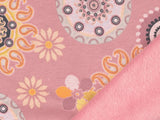 weicher & warmer Alpenfleece Stoff mit Blumen auf altrosa