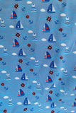 Baumwolljersey Druck Segelboote Anker und Herzen auf blauem Hintergrund | Fräulein von Julie