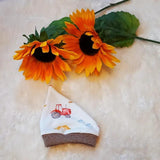 Baumwolljersey Druck roter Traktor mit Bauernhoftieren auf weißem Hintergrund | Fräulein von Julie