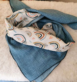 Baumwoll Musselin Stoff Druck "Happy Rainbows" bunt/regenbogenfarben