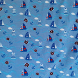 Baumwolljersey Druck Segelboote Anker und Herzen auf blauem Hintergrund | Fräulein von Julie