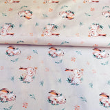 Baumwoll-Stoff Ostern, Häschen und Blümchen