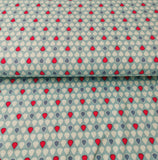Baumwolljersey Retro Stoff "Alles Fliegt" blaue und rote Tropfen | designed by Blaubeerstern